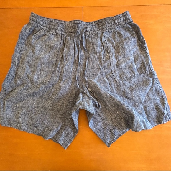 Lands' End Pants - Lands End 18W linen chambray blue elastic waistband pull on shorts